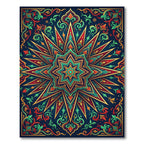 Radiant Star Medallion Teal Gold Tapestry Rug