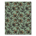 Sage Green Botanical Leaf Scroll Rug
