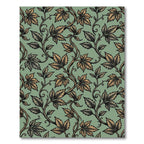 Sage Green Botanical Leaf Scroll Rug