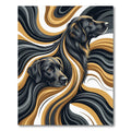 Ethereal Black and Golden Swirl Animal Portrait Rug