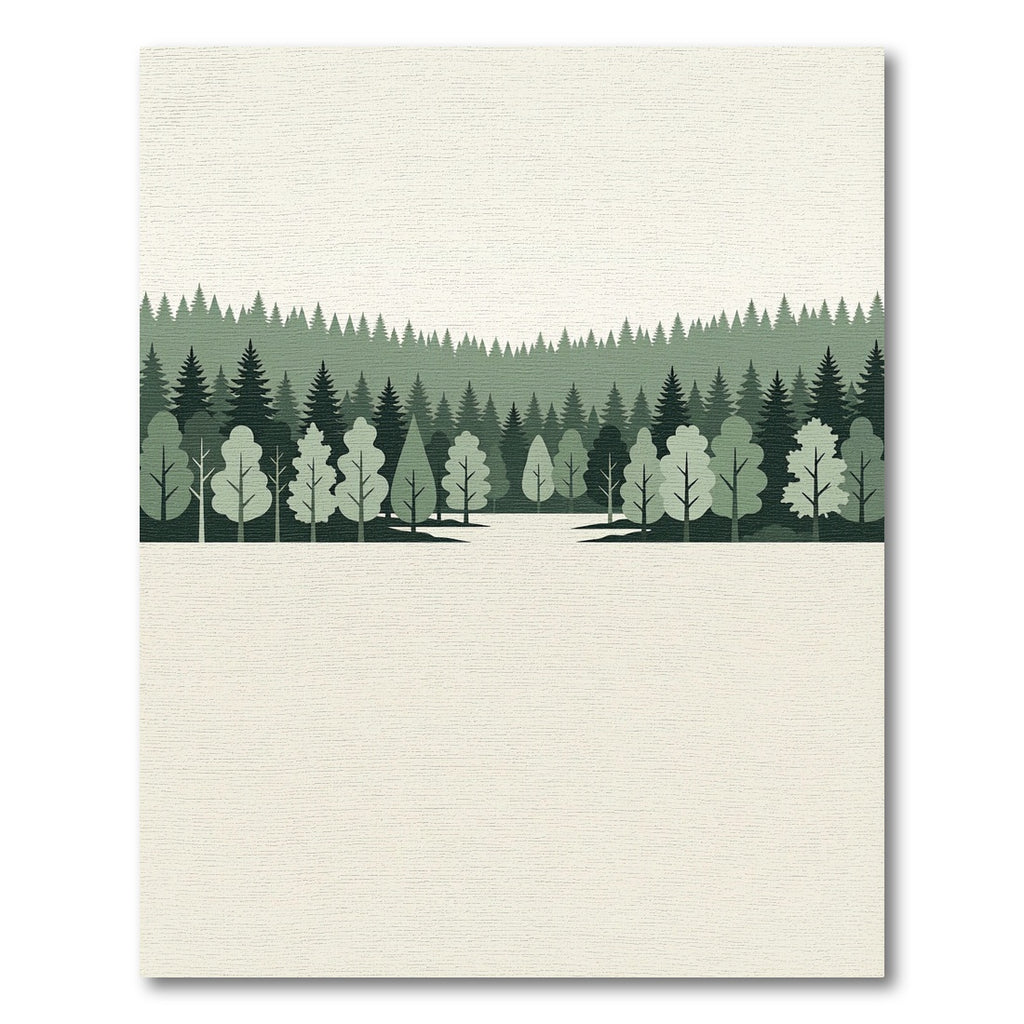 Minimalist Forest Landscape Layered Green Rug