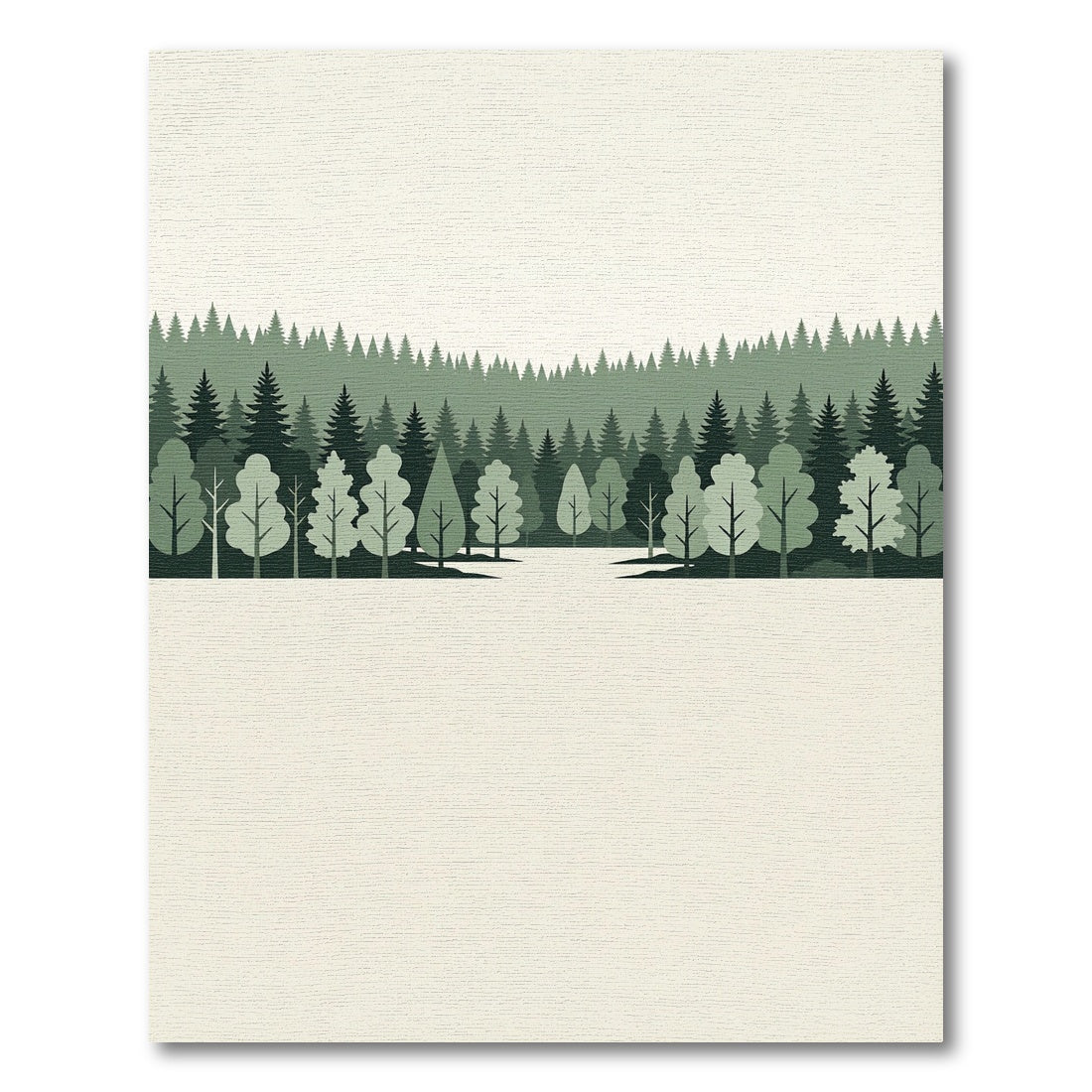 Minimalist Forest Landscape Layered Green Rug
