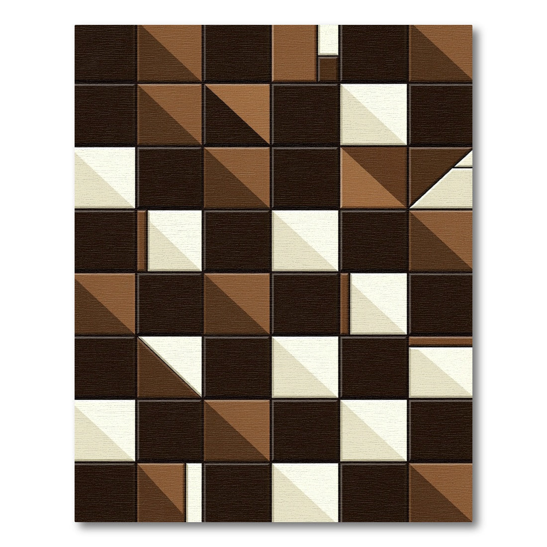 Modern Geometric Earth Tone Blocked Rug