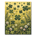 Golden Four Leaf Clover Botanical Meadow Rug