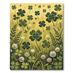 Golden Four Leaf Clover Botanical Meadow Rug