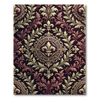 Regal Burgundy Gold Fleur-de-lis Swirls Rug