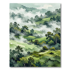 Misty Green Rolling Hills Landscape Rug