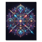 Cosmic Alien Mandalas Interstellar Rockets Rug