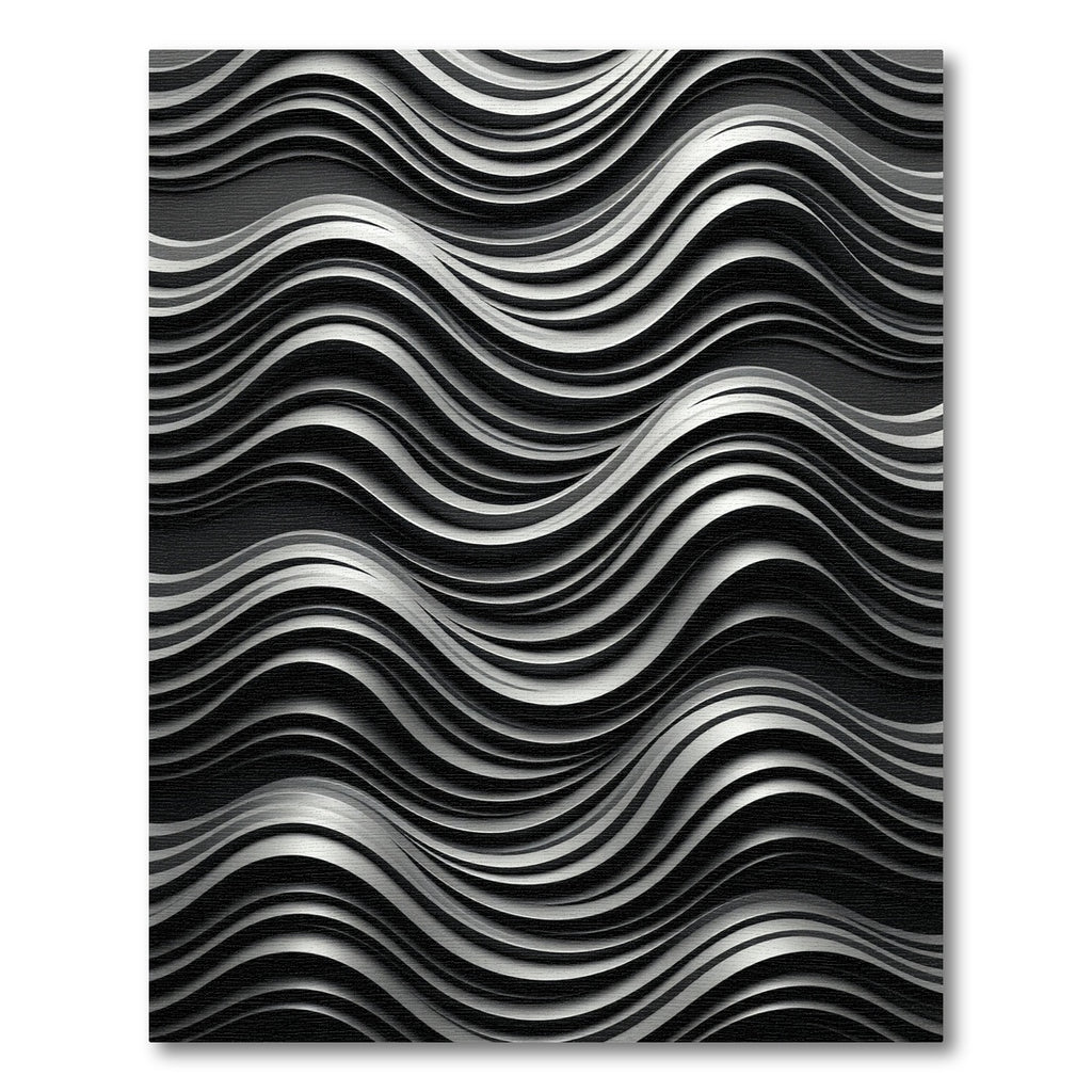 Monochrome Flowing Wave Surface Rug