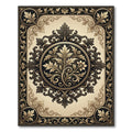 Elegant Black and Gold Acanthus Medallion Rug