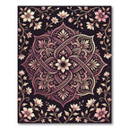 Ornate Rose Gold Floral Mandala Rug