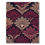 Art Deco Crimson Fan Leaf Garland Rug