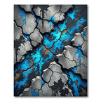 Cracked Concrete Blue Splatter Rug