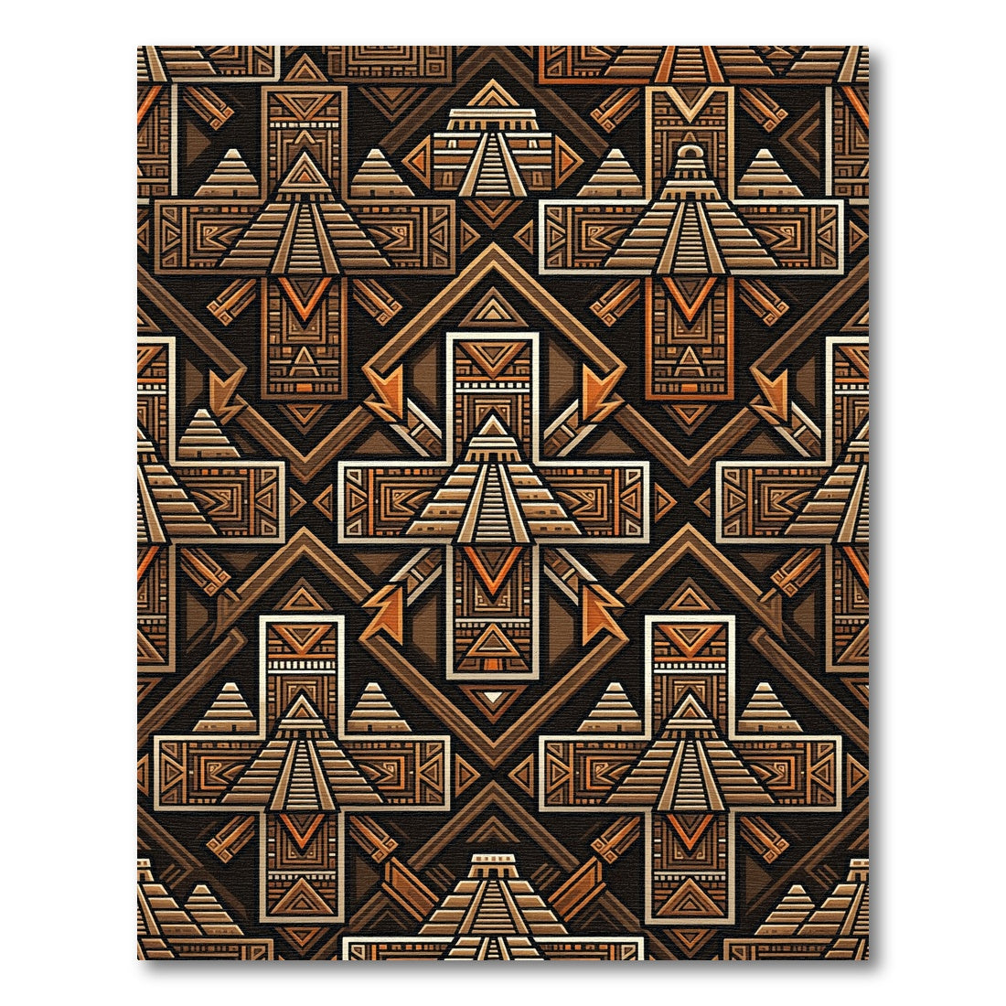 Ancient Aztec Pyramid Geometric Rug