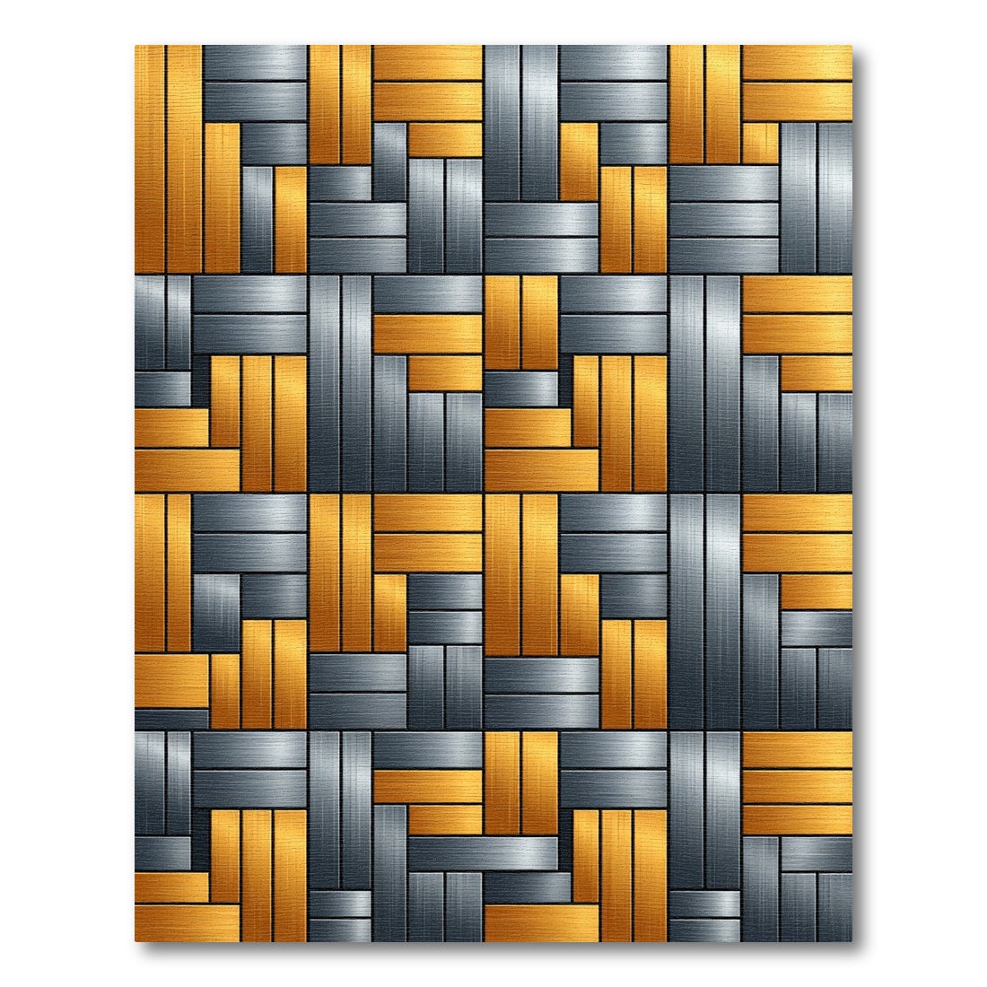 Metallic Gold and Silver Basketweave Rug