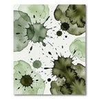 Earthy Ink Wash Abstract Olive Splatter Rug