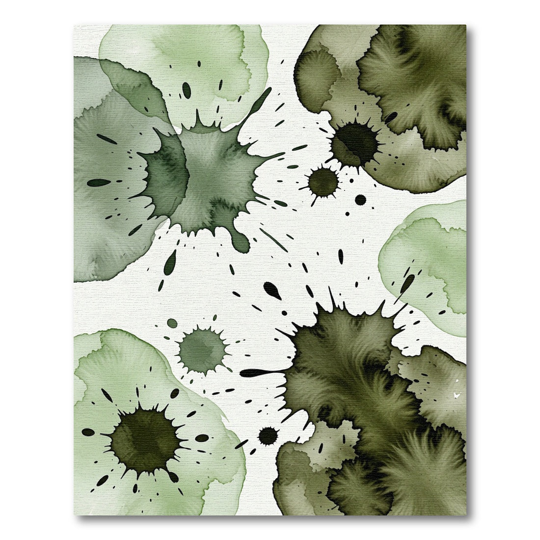 Earthy Ink Wash Abstract Olive Splatter Rug