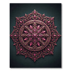 Ornate Magenta Filigree Lotus Medallion Rug