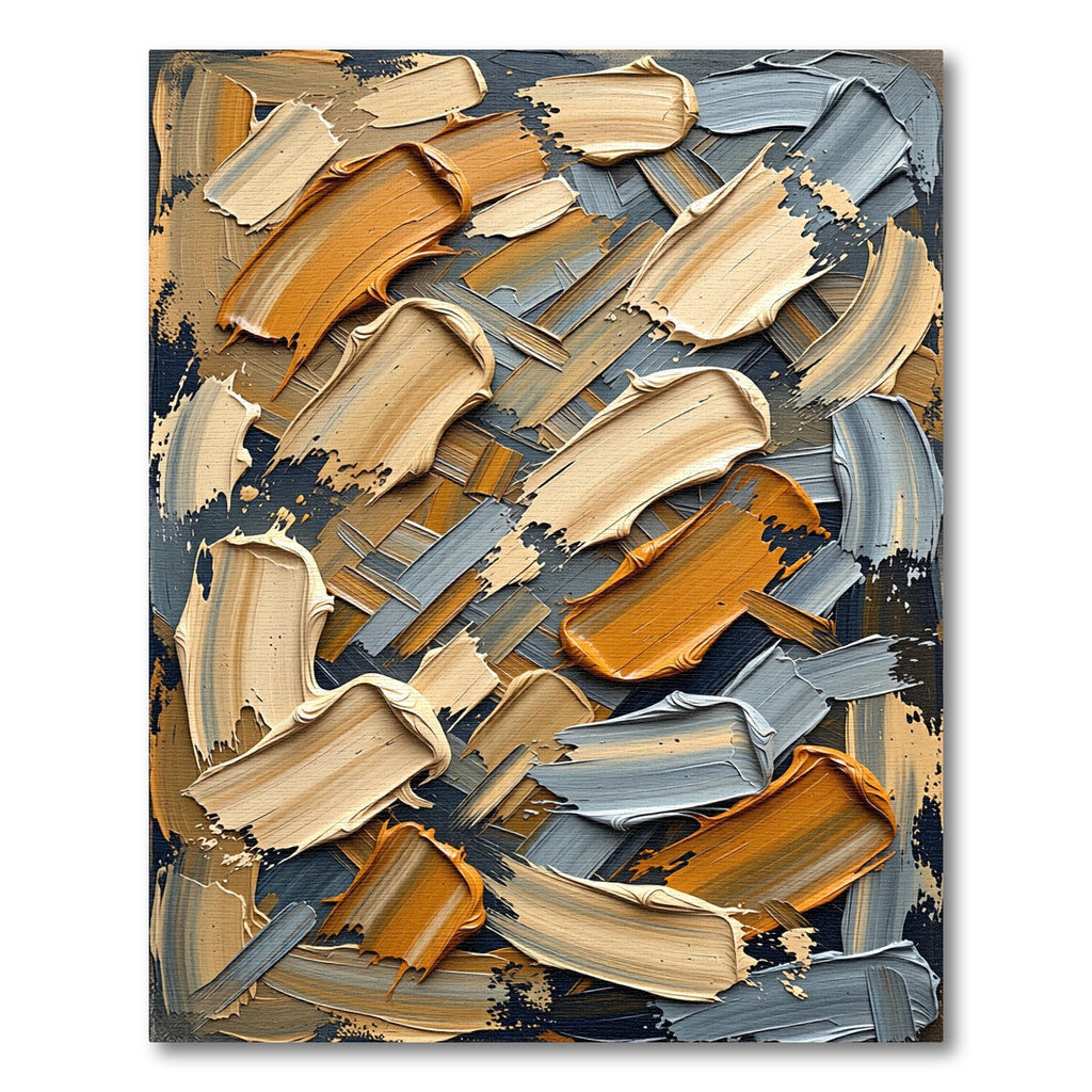 Textured Ochre and Beige Brush Strokes Rug