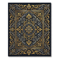 Ornate Gold and Charcoal Floral Damask Rug