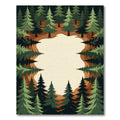 Earthy Woodland Pine Forest Border Rug