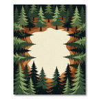 Earthy Woodland Pine Forest Border Rug