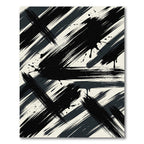 Contemporary Monochrome Artistic Black Brushstroke Rug