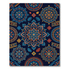 Vibrant Indigo Orange Mandala Star Rug
