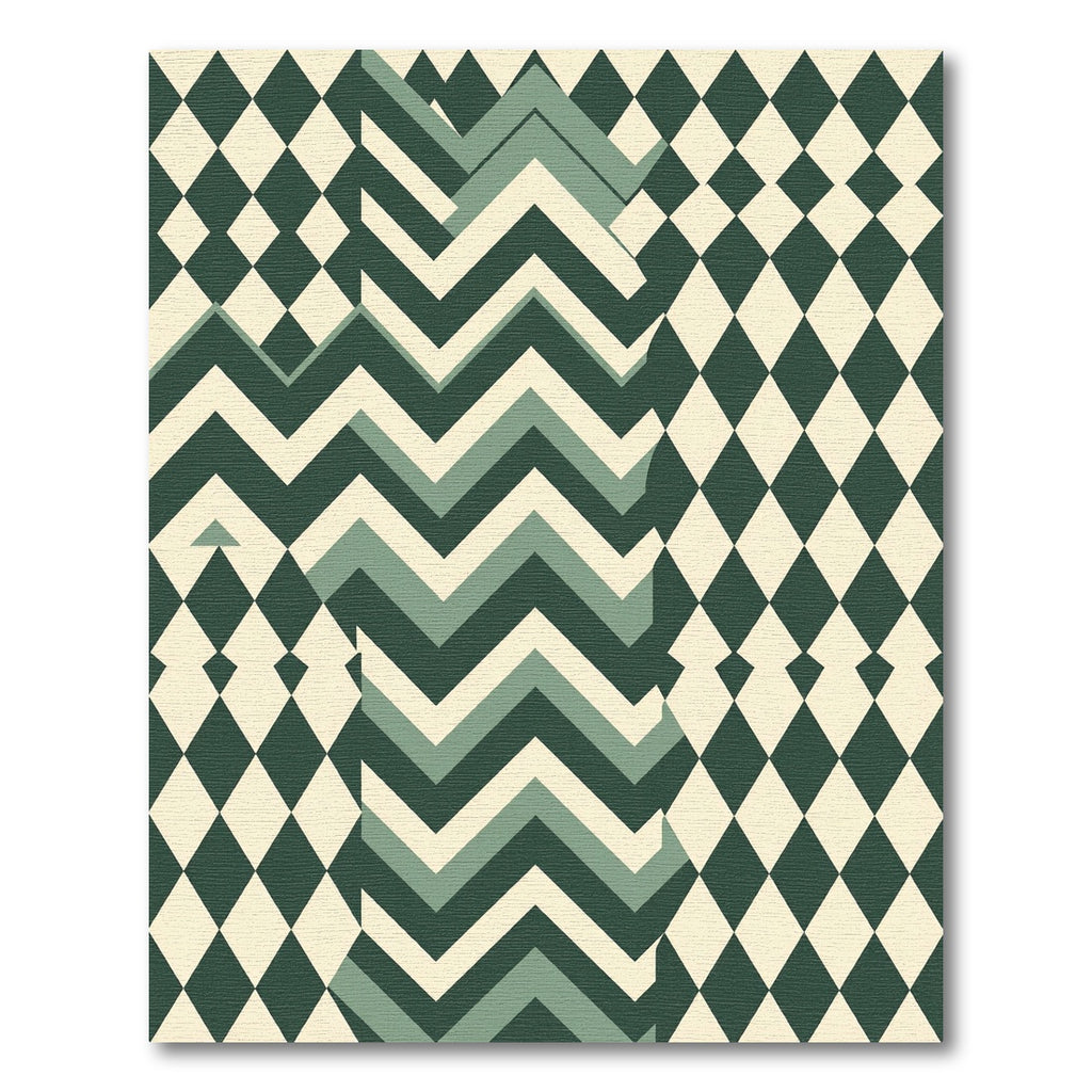 Geometric Olive Diamond Chevron Mosaic Rug
