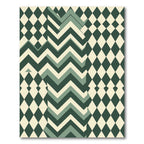 Geometric Olive Diamond Chevron Mosaic Rug