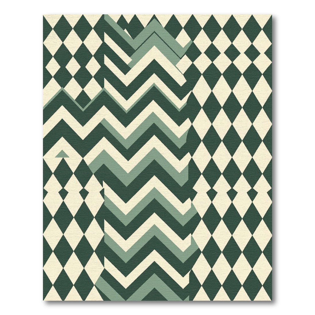 Geometric Olive Diamond Chevron Mosaic Rug