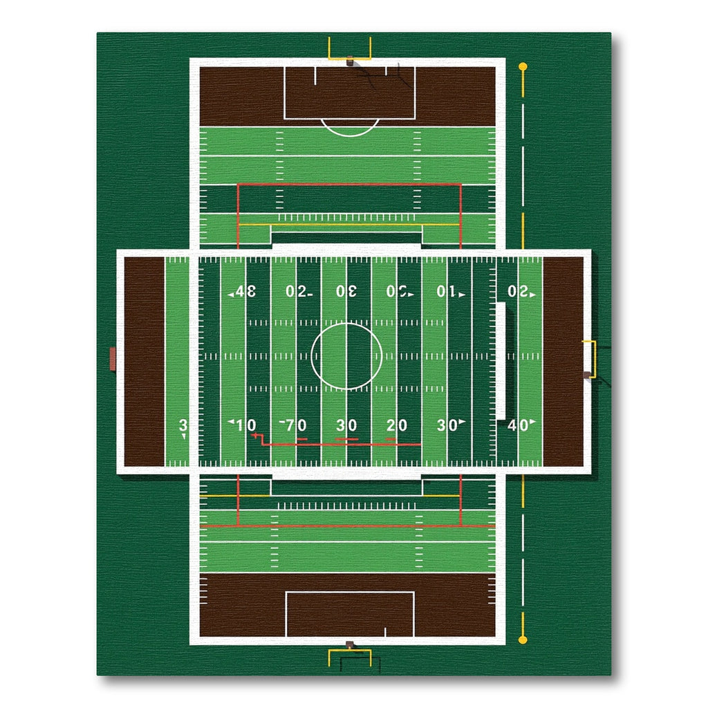 Green Gridiron Stadium Athletic Field Graphic Rug