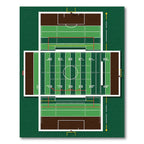 Green Gridiron Stadium Athletic Field Graphic Rug