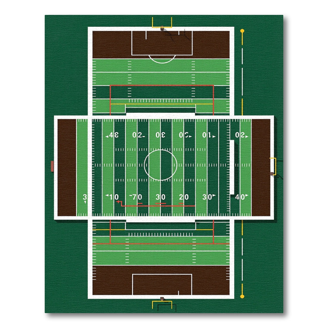 Green Gridiron Stadium Athletic Field Graphic Rug