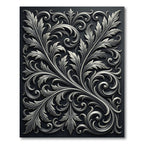 Ornate Silver Acanthus Leaf Scrollwork Rug