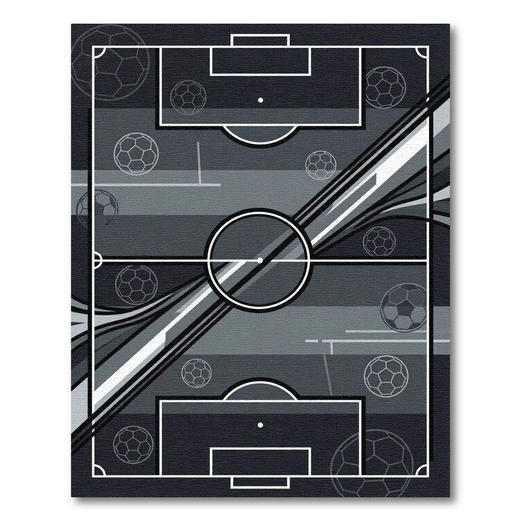 Modern Monochrome Soccer Abstract Grid Rug