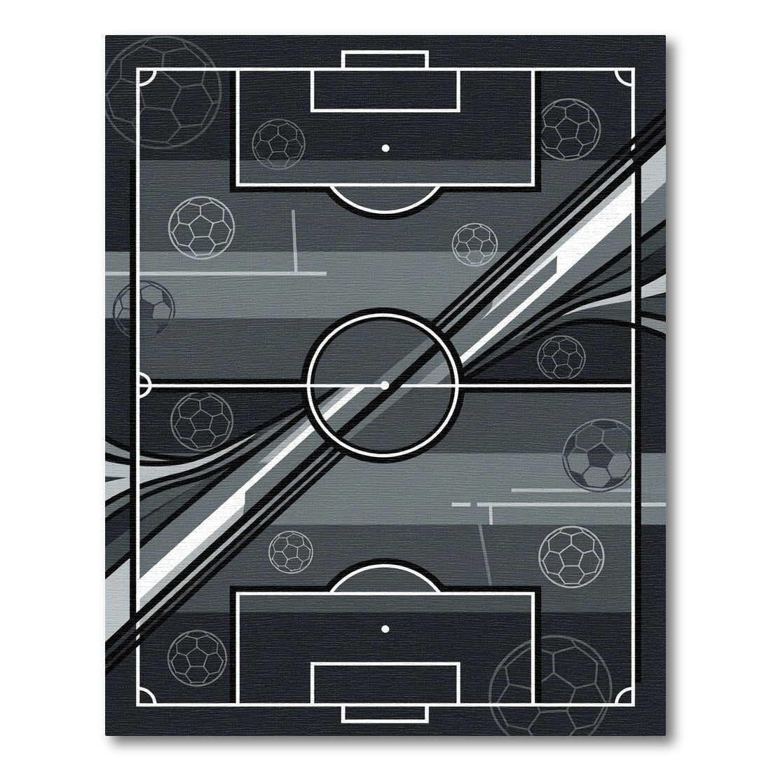 Modern Monochrome Soccer Abstract Grid Rug