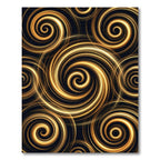 Luminous Gold Abstract Swirling Vortex Rug