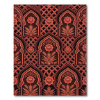 Rich Red Arch Floral Lattice Rug