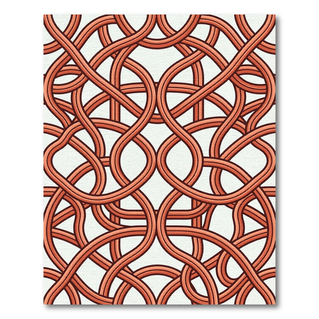 Terracotta Intertwined Linear Geometric Loop Rug