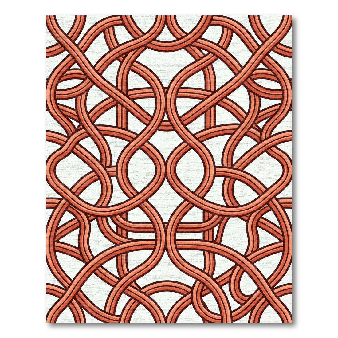 Terracotta Intertwined Linear Geometric Loop Rug