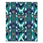 Teal Ikat Arch Lattice Geometric Rug