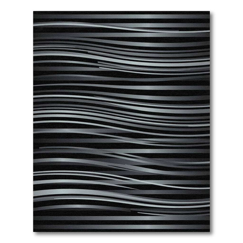 Modern Silver Wavy Linear Monochromatic Rug