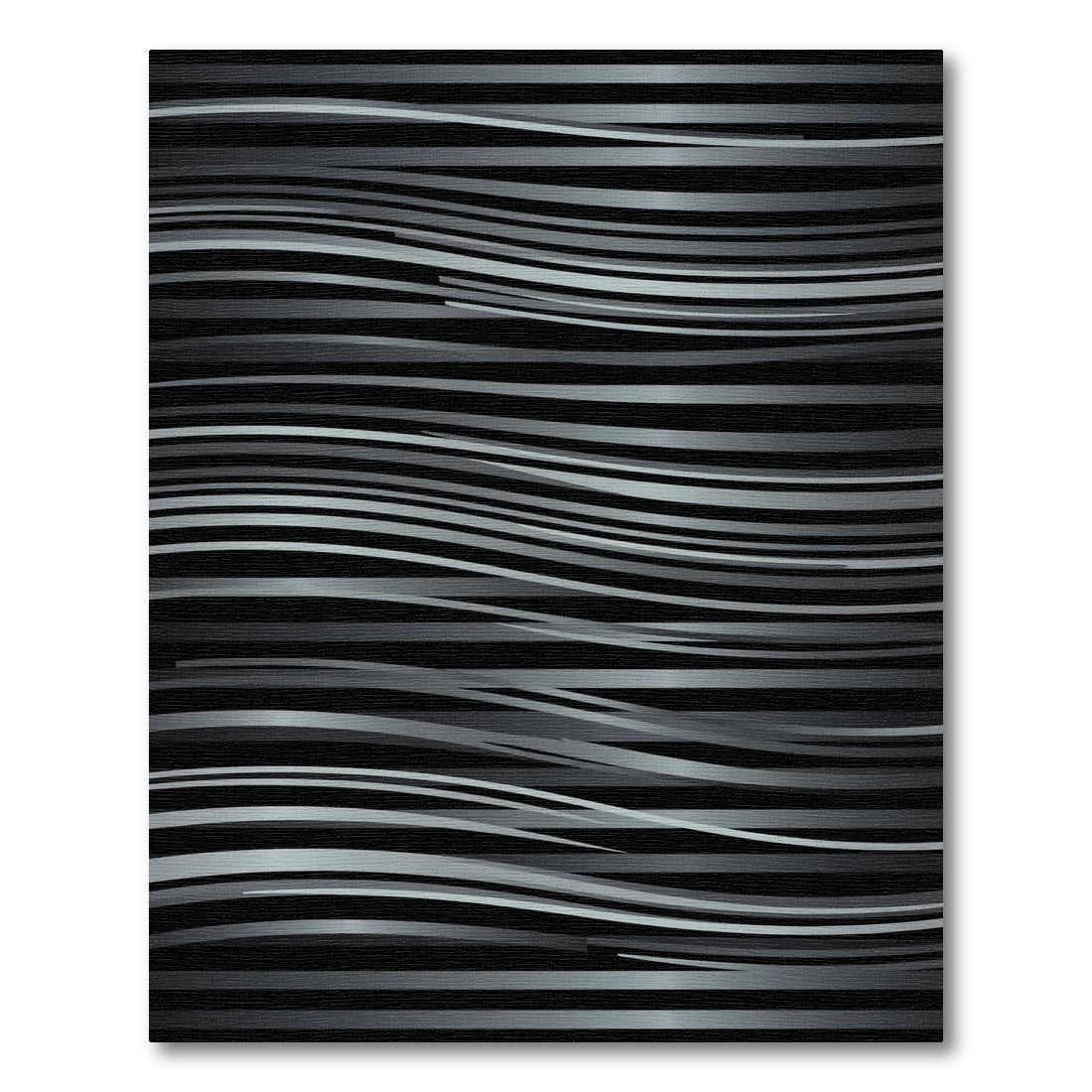 Modern Silver Wavy Linear Monochromatic Rug