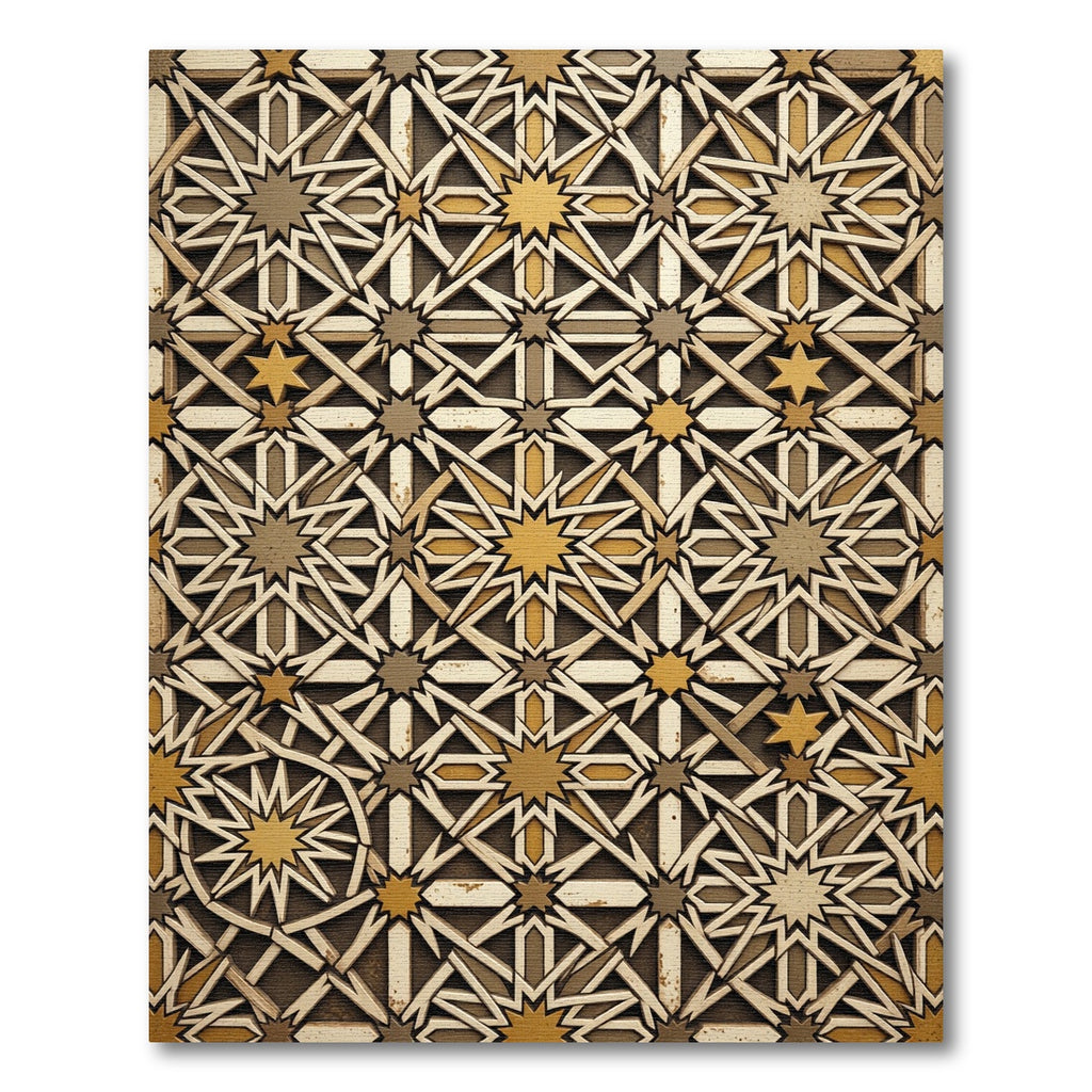 Interlocking Star Geometric Harmony Rug