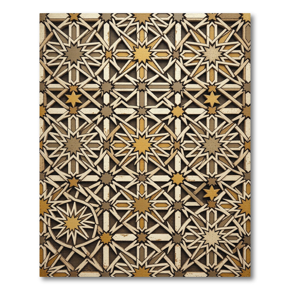 Interlocking Star Geometric Harmony Rug