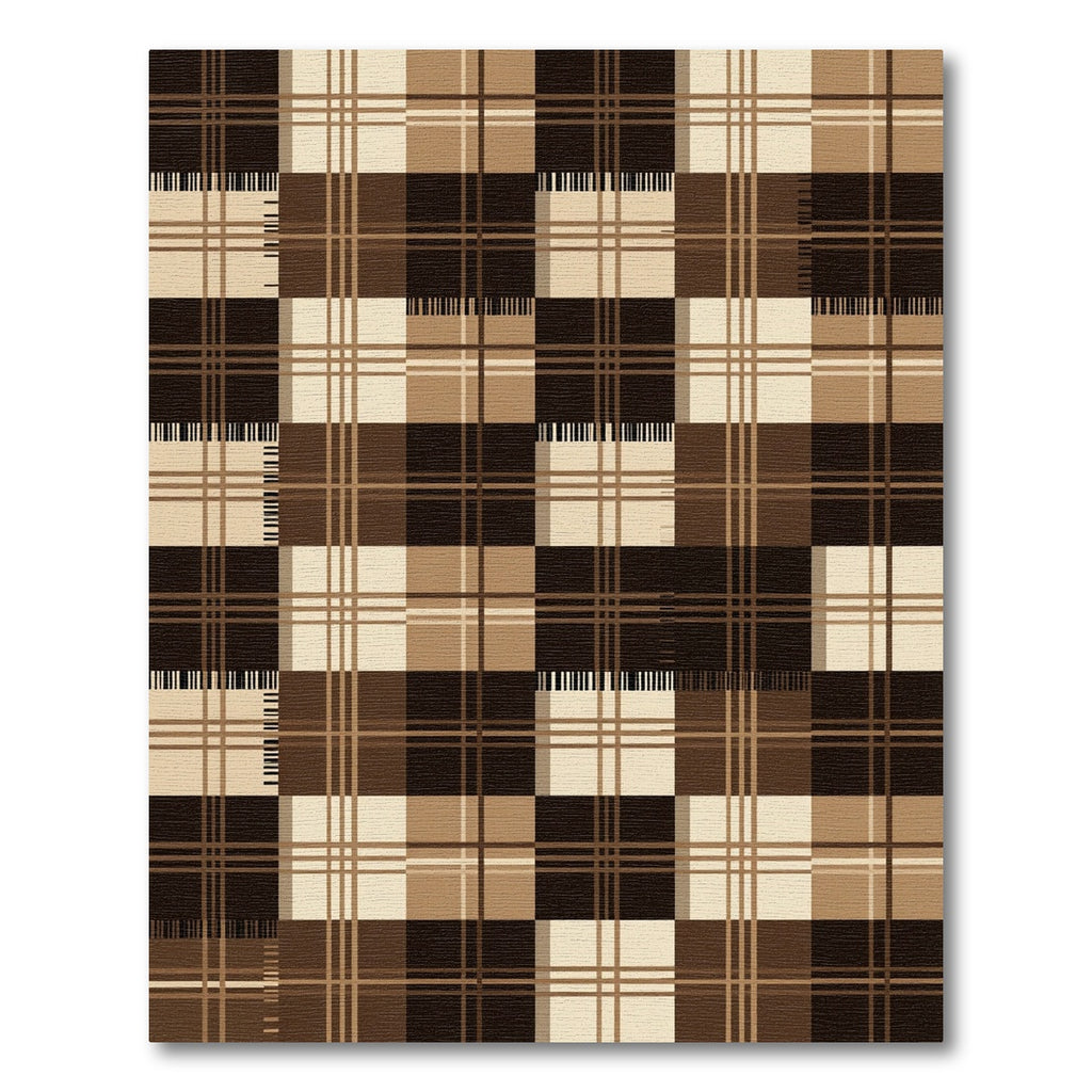 Brown Tan Plaid Grid Composition Rug