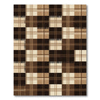 Brown Tan Plaid Grid Composition Rug