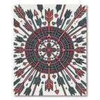 Geometric Arrow Medallion in Coral Gray Rug