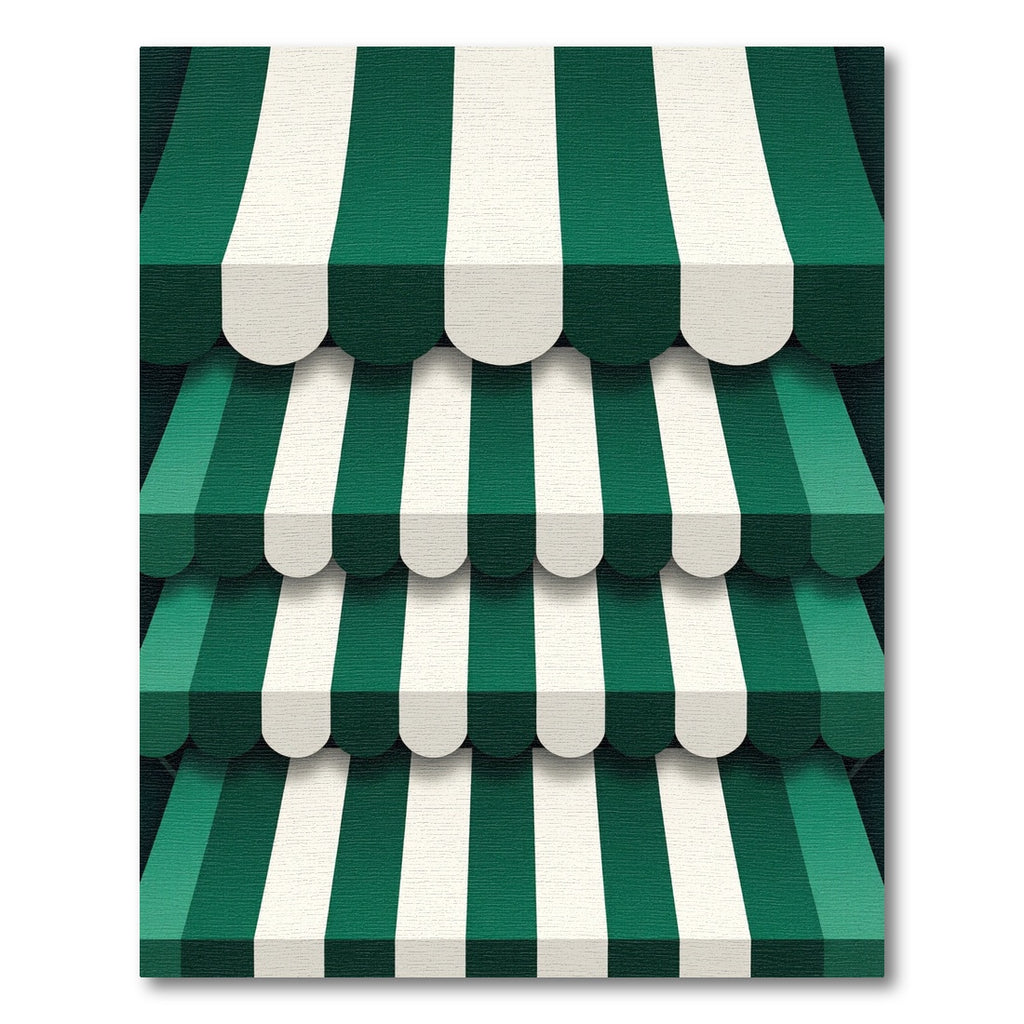 Forest Green Stripe Awning Layered Rug